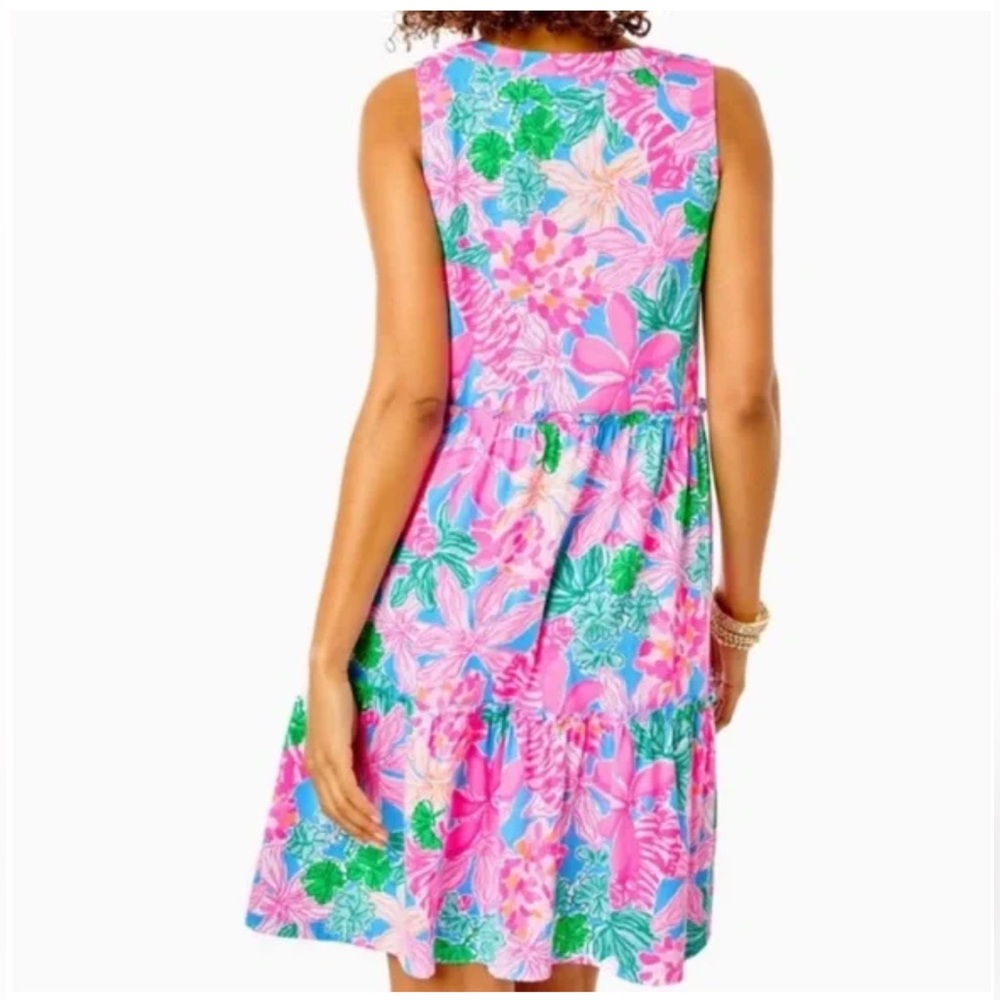 Lilly Pulitzer Lorina Floral V-Neck Tiered Swing Dress in Multi Tigers Lair xxs - Picture 8 of 8